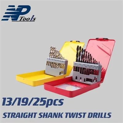 13/19/25 kom spiralna svrdla s ravnom drškom sa željeznom kutijom